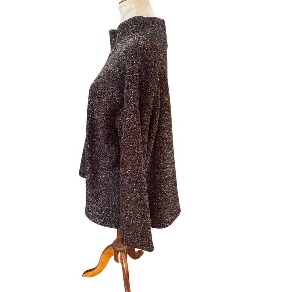 Coldwater Creek Dark Chocolate Brown Speckled Mock Collar Pullover Sweater Size - Picture 7 of 9